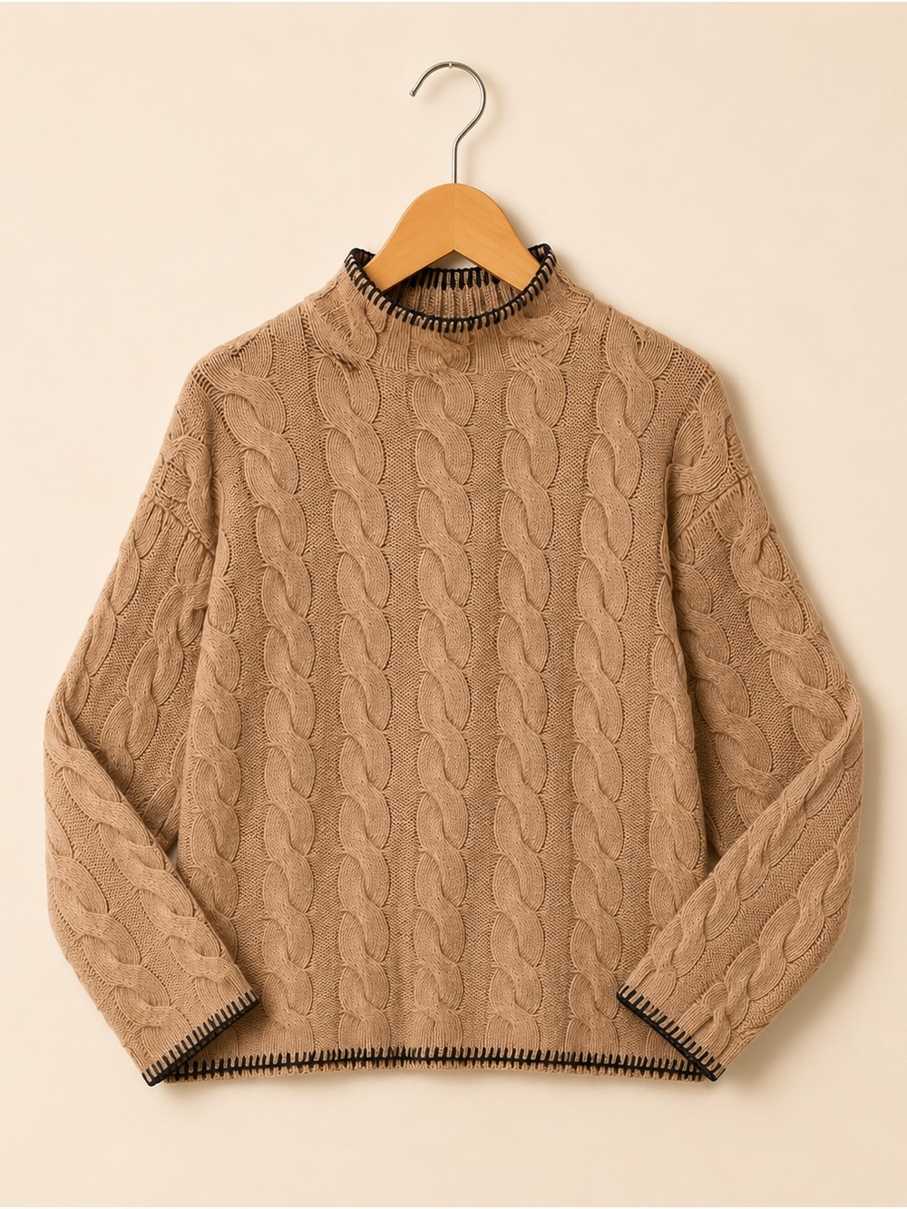 J.Crew Camel Cable Knit Mock Neck Sweater | Medium